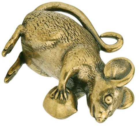 BATHVEVE Retro Kreative Mäuse Deko aus Messing Langlebige und Robuste Mausfigur für Indoor und Outdoor Dekoration in Gold