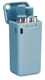 SIUSYACI Pajita plegable con caja de almacenamiento, pajita plegable reutilizable de acero inoxidable, juego plegable portátil con punta de silicona y cepillo limpiador para viajes, hogar, trabajo