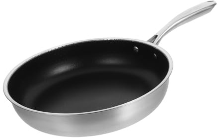 Toyvian Padella Antiaderente in Acciaio 30cm a Nido D'ape Fondo Piatto e Manico Ergonomico Per Friggere Uova e Bistecche, Compatibile Tutti i Fornelli, Padella Durevole Per Cucina Quotidiana