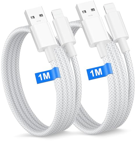 iPhone Charger Cable 1M 2Pack [Apple MFi Certified ], USB to Lightning Cable for iPhone 14 13 12 11 Pro Max XS XR X 8 7 6 Plus SE iPad, Braided iPhone Fast Charger Cable Apple Charging Cable Lead