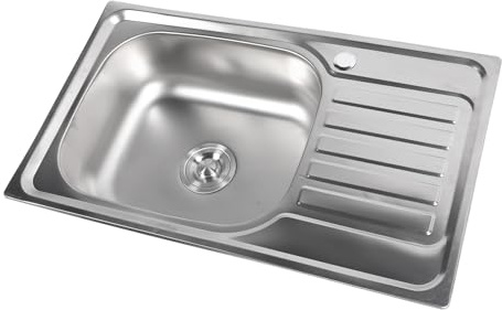 Keenso Évier simple en acier inoxydable résistant à la rouille - Panier de drainage profond pour une eau lisse