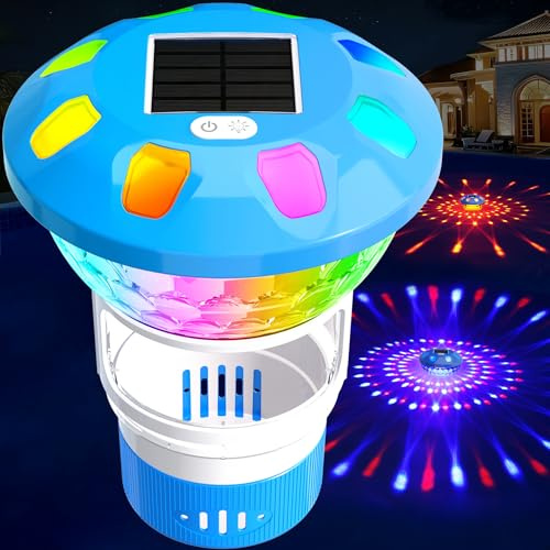 KingSom Dosatore per Piscina, dosatore di Cloro per Piscina con luci Colorate, Controllo a Pulsante, dosatore per Piscina e Cloro dosatore, Rilascio Regolabile e Facile da Aprire per compresse di