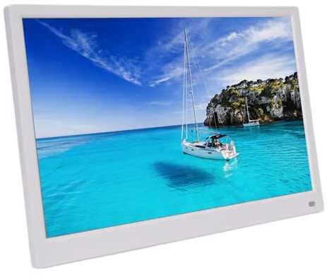 Sxhlseller 15 Zoll Digital Bilderrahmen, 1920 X 1080 HD Bildschirm Fotorahmen mit Fernbedienung, Unterstützt die Gemeinsame Nutzung Mehrerer Konten und Automatische Loop Wiedergabe, für (EU-Stecker)