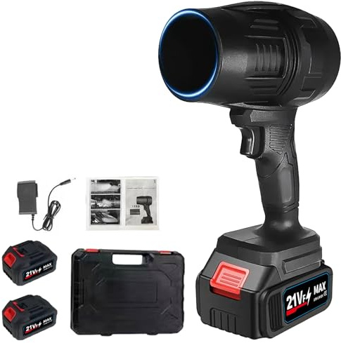 Soplador de mano, soplador turbo ajustable para coche, plumero de aire eléctrico portátil recargable con 2 baterías y cargador, plumero de aire comprimido para limpieza del hogar, nieve, exteriores