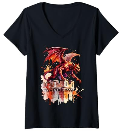 Women's Colorful Gargoyle V-Neck T-Shirt
