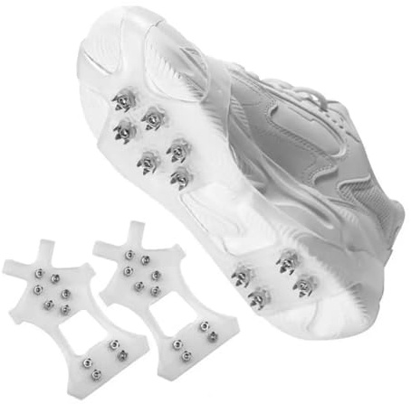 grampones 1 Pair Shoes Crampons 10 Stainless Steel Teeth Covers Spikes Snow Traction Ice Cleat Walking Winter Boots Gripper para Senderismo Invernal(L)