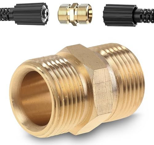 2Pcs M22 Metric Male to Male Brass Pressure Washer Adapter Hose Coulper Fitting Connector
