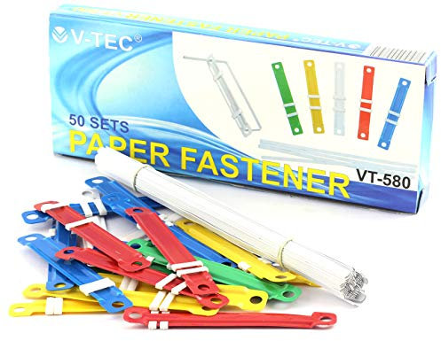 RuiLing 1 Set / 50 Stück Kunststoff-Schnellhefter mit 2 Löchern, Heftklammern für lose Blätter, 8 cm