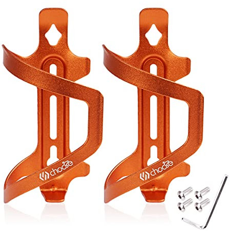 Chooee Bicycle Water Bottle Cage,Aluminum Bike Water Bottle Holder for Road Bikes Mountain Bikes 2-Pack Orange