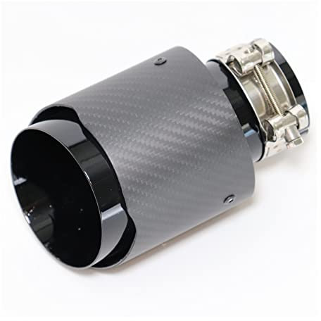 Auto-Endrohre Universal Auto Matte Kohlefaser Schalldämpfer Spitze Auspuffanlage Rohr Schalldämpfer Düse Gerade Edelstahl Schwarz Für Akrapovic Auspuff Endrohr (Farbe : 60MM IN 114MM OUT)