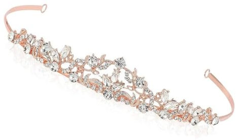 KOMUNJ Krone Damen, Braut Diadem Krone Strass Tiara Krone Kristall Hochzeit Tiara, Prinzessin Krone, Diadem Tiara, Kristall Diadem, für Hochzeit, Karneval, Mottoparty, Festzüge, Party, Roségold