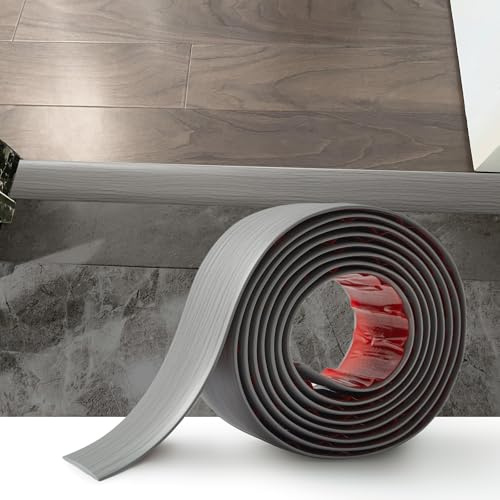 4M PVC Floor Transition Strip Laminate Floor Cover Strips Self Adhesive PVC Floor Door Divider Strip Flat Laminate Profile Flooring Edge Trim Joining Strip Door Bar(5cm,Grey Wood Grain)