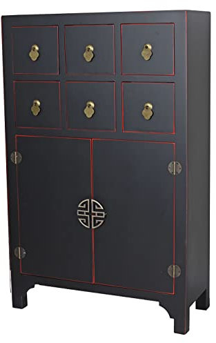 Asia Schrank Schwarz Hochkommode China Möbel chinesischer Hochzeitsschrank mya043 Palazzo Exklusiv