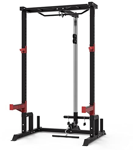 Train Hard Half Cage knäböjningsställ Squat Rack Power Rack Smith Machine multipress (rack + pull-up & latsdrag)