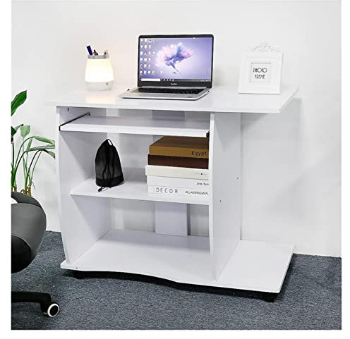 KIZQYN Laptop-Tisch Computertisch Einstellbarer Laptop-Schreibtisch Computertisch-Stand-Tablett-Seitentabellen-Möbel Wohnzimmertisch Notebook-Schreibtisch Arbeitstisch für das Heimbüro (Color : Wit)