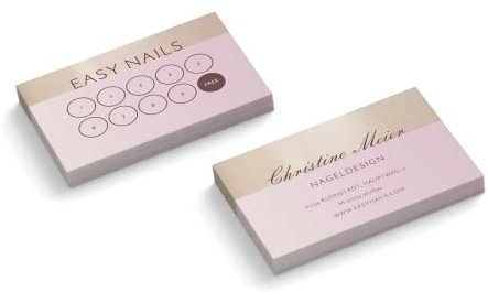 Bonuskarten personalisiert | Nageldesign | 2-seitig | Querformat | Menge + Farbe zur Auswahl | Treuekarten | Stempelkarten | Nagelstudio | Fußpflege | Wellness | Kosmetik (Rosa, 250 Stück)