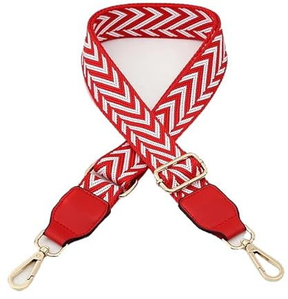 SYSUII 80-130cm Verstellbarer Taschengurt, Breit 3.8cm Schulterriemen für Schultertasche Tragetaschen und Handtaschen Handtasche Umhängegurt Ersatzriemen Damen Strap Handtaschenriemen Weiß Rot