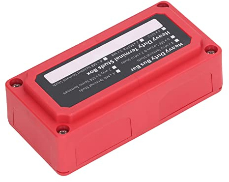 Bus Bar Power Distribution Block 48V 300A Nylon Stainless Steel M10 Terminal Studs for Automobile RV Yacht (Red)