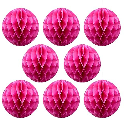 Ruidee 8 Pieces Paper Honeycomb Balls Tissue Paper Flower Balls Party Backdrop Decoration for Weddings, Birthday Parties, Baby Showers（8in/Rose）