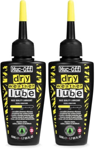 Muc-Off Dry Chain Lube, 50 Millilitres - Biodegradable Bike Chain Lubricant, Suitable For All Types Of Bike - Formulated For Dry Weather Conditions (Pack of 2)