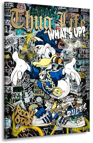 Kunstgestalten24 | Pop Art Wandbild Donald Thug Life | Leinwandbild mit Echtholz-Keilrahmen | Wandbild Gemälde Kunst Art | Hochwertige Kunstdrucke | XXL Bilder auf Leinwand | 30x40x2cm