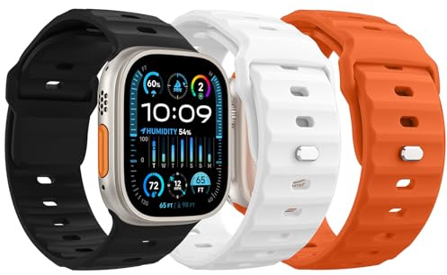 MoKo Ocean Band Compatible with Apple Watch Ultra 2 Band 49mm 45mm 44mm 42mm for Men Women,Outdoor Silicone Replacement Strap Sport Wrist band for iWatch Series 9 8 7 6 5 4 3 SE Ultra 2 1