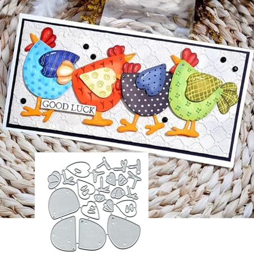 Metall-Stanzformen in Herzform, Tiermotiv, Liebe, Huhn, Muttertag, Stanzformen, Schablonen zum Stanzen, Stanzschablonen, DIY, Scrapbooking, dekoratives Prägepapier, Kartenherstellung