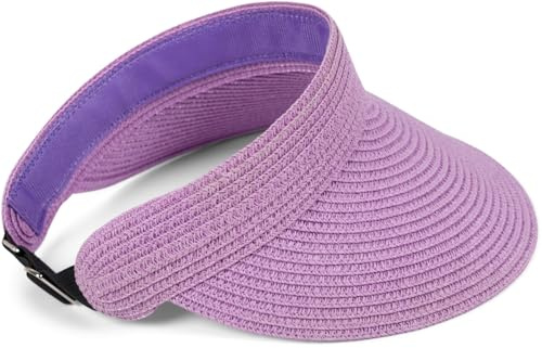 styleBREAKER Damer papperssugrör visir, keps, enfärgad, solhatt, skugga, enfärgad, justerbar 04023097, lila, En Storlek