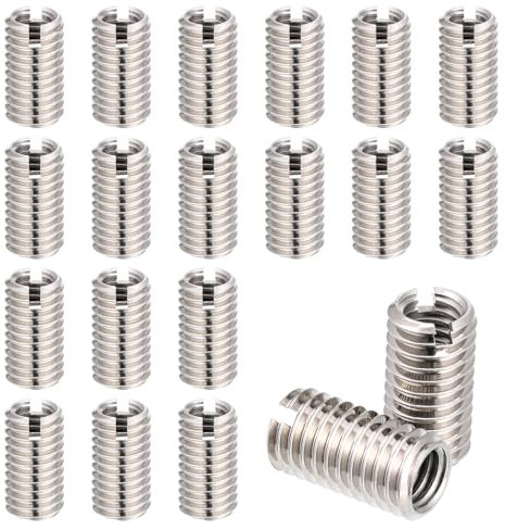 JIZZU 20 Pcs Thread Adapters Sleeve Reducing Nut, M8 X 1.25 Male to M6 X 1 Female Repairing Insert Threaded Bolts for Nut Screw Reducer Conversion Stainless Steel Fastener 15 mm