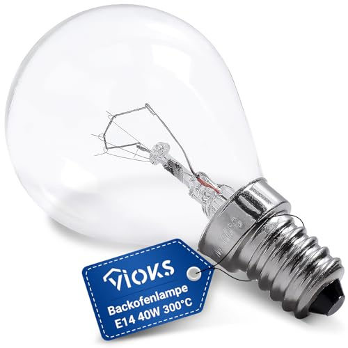 VIOKS Ampoule E14 230 V 45 mm Ø 77 mm – Lampe de four 40 W 300 degrés E14 pour réfrigérateur Bosch Siеmens Neff Four micro-ondes hotte – Ampoule et ampoule pour cuisinière