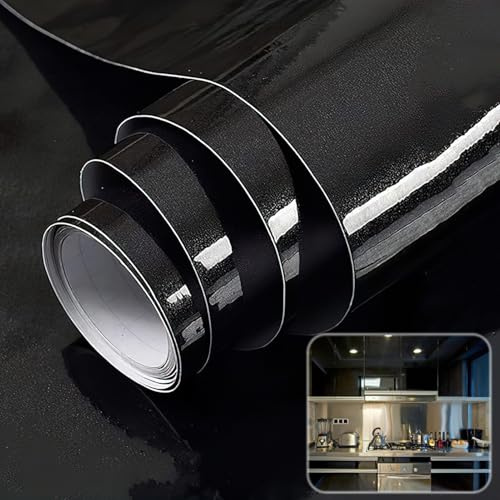 NeutypeChic Klebefolie Möbel Schwarz Glitzer Möbelfolie, 40cmX2m Hochwertigem Dekorfolie Küchefolie Möbelfolie Wasserfest Folie DIY Wandaufkleber