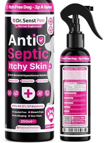 Dr. Senst Itchy Dog Skin Relief & Dog Allergy Relief Spray | 250ml Hypochlorous Acid Anti Itch For Dogs Relief | Dog Antiseptic Spray | Dog Itchy Skin Relief | Antiseptic Spray For Dogs