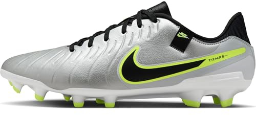 Nike Legend 10 Academy Fg/MG, fotbollsskor herr, Metallic Silver Black Volt, 47 EU