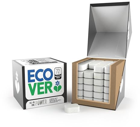 Ecover Power - Pastiglie per lavastoviglie all-in-one, sale e brillantante, al profumo di mandarino e citronella, confezione da 1, 72 compresse