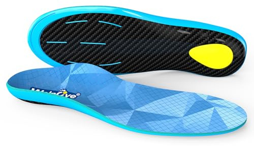 Welnove Kohlefaser Sporteinlagen mit Fußgewölbe-Stütze Stoßdämpfende Einlegesohlen für Hochbelastungssport (Fußball, Laufen), Verletzungsprävention Für Sport- & Freizeitschuhe -XL
