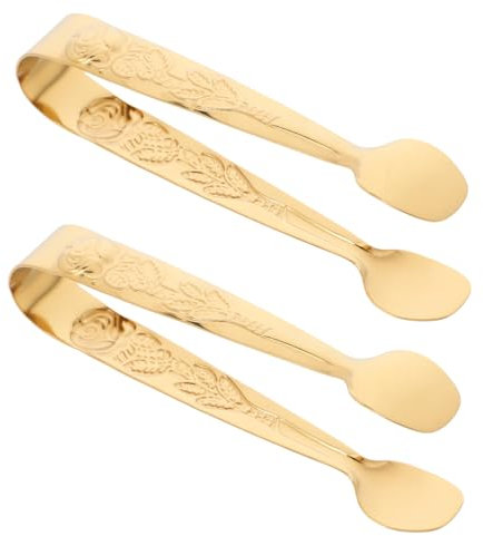 Cabilock 2piezas Pinzas Inoxidable De Azúcar Hielo Servir Comida Bufés Fiestas Diseño Sofisticado