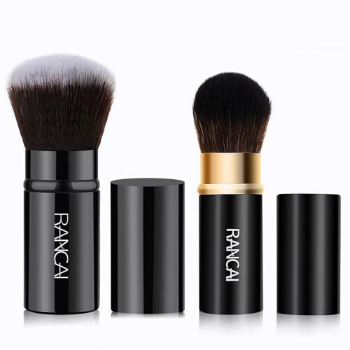 SinChic Pennello Trucco Viso Retraibile,2 PCS Pennello per Blush con Parte Superiore Piatta Pennellino Cipria Portatile Portatile Make Up Pennelli da Trucco per Blush Cipria Fondotinta