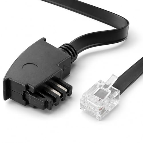 1aTTack.de 1x 3,0m - TAE-F Stecker auf Western 6/2 DEC Stecker 2-adrig für Telekom Splitter NTBA DSL (versetzte Rastnase)