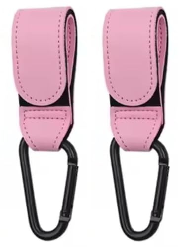 2X Pram Hook Clips,Cup Holder for Pram,Leather Style Pushchair Hooks,Buggy Clips Carrier, Heavy Duty Strollers & Buggies,Travel Pram,Pushchairs & Prams,Baby Changing Bags,Baby Stroller (Pink)