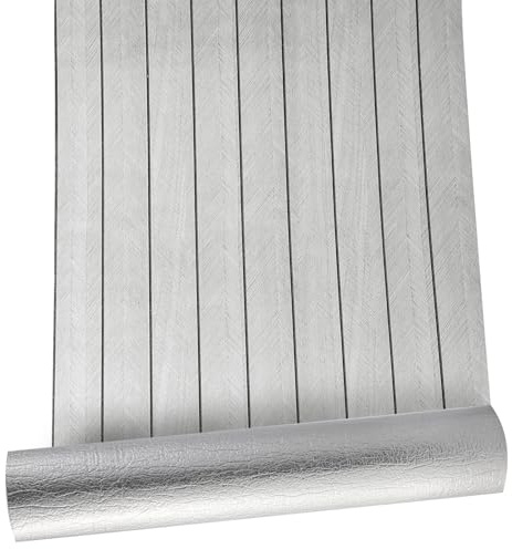 Snewvie Self Adhesive Panel Wallpaper 40cm*3m (13 sq.ft) Wood Effect Wallpaper Peel and Stick Wall Paper for Walls 3mm Thick Acoustic Wood Wall Paper for Living Room Bedroom Ceiling Office Grey