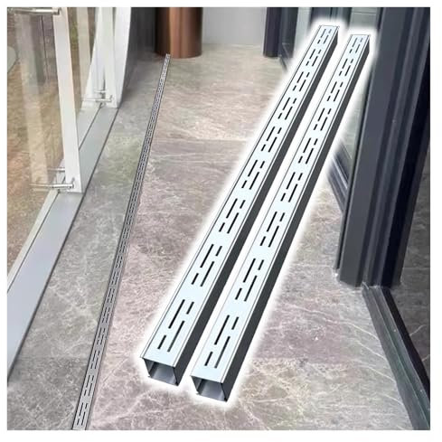 Generico Sistema di grondaia lineare per Il drenaggio dell'Acqua piovana, in Acciaio Inox, per Piscina/terrazza/Gazebo/Balcone, Lunghezza 1,03 m (Set da 2, L x P x A/100 x 5 x 3 cm)