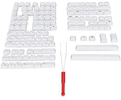 NutriEss PBT Keycaps Oil Ergonomic Design Cartoon 123 Key Video Game Keycap Mechanical Keyboard White Keycaps
