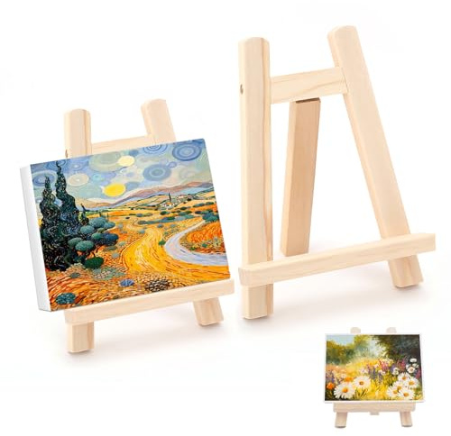 Mini Cavalletti in Legno, Cavalletto Piccolo per Decorazioni da Tavolo, Cavalletto da Tavolo in Legno per il Tavolo, Supporto per Immagini per L'esposizione di Dipinti, Cornici (15×20cm, 2pcs)