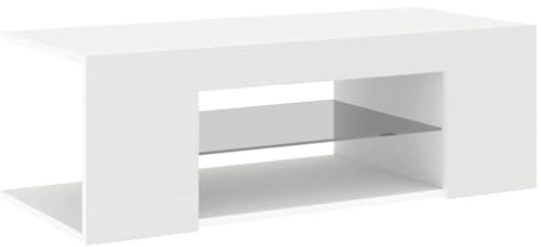 Iiaky Mobile Porta TV 90 cm con LED Mobile TV Soggiorno 90 cm Mobile Porta TV per Salotto e Soggiorno in Legno-Bianco-90x39x30 cm