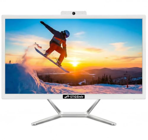 STGsivir Ordinateur Tout en Un, Écran 21.5 FHD, Core i5, 16G RAM, 512G SSD | PC Tout en un, WiFi, BT 5.0, Webcam, Win11 Pro, Blanc, All in One PC for Maison & Bureau