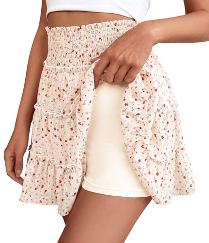 Adigaber Mini Falda de Mujer Color sólido Cintura Alta Falda de Tul con Pantalón Corto