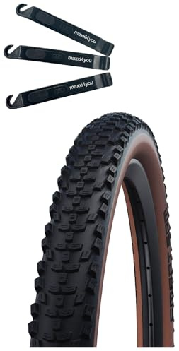 1 x Schwalbe Smart Sam cykeldäck Performance ADDIX E-25 brons sidovägg 60–584 (27,5 x 2,35) inkl. maxxi4you däcklyftare