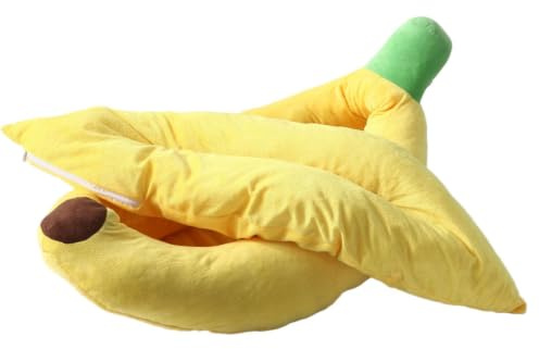 Funny Banana Cat Bed - Soft Plush Washable Pet Sleeping Nest Small Cav | Warm Indoor House Cushion | Cute Fruit Shaped Kitten Tent | Cushioning Bedding For Apartment Dorm Windowsill