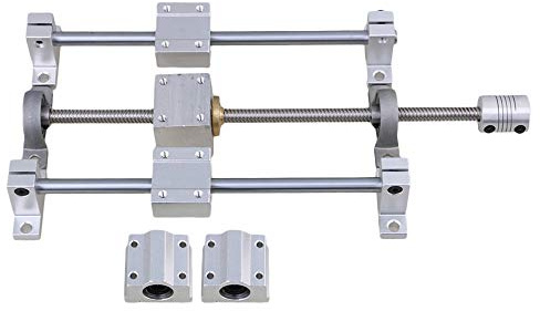 Horizontale Doppelschiene Silber und Grau 250 mm 8 mm T8-Schienenwellenhalterung und Gewindespindelkupplung 15er-Set