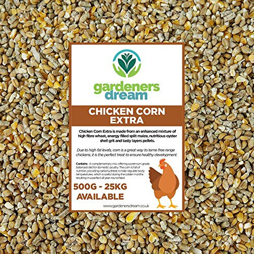 GardenersDream Chicken Corn Extra | Premium Grade Poultry Feed | Nutritious Oyster Shell, Layers Pellets, Fibre Wheat & Split Maize | High Energy, Protein-Rich Food Mix | Year-Round Seed (20kg)